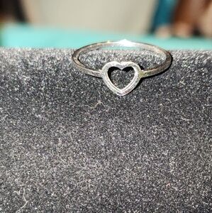 Delicate hollow heart sterling Silver ring size 8